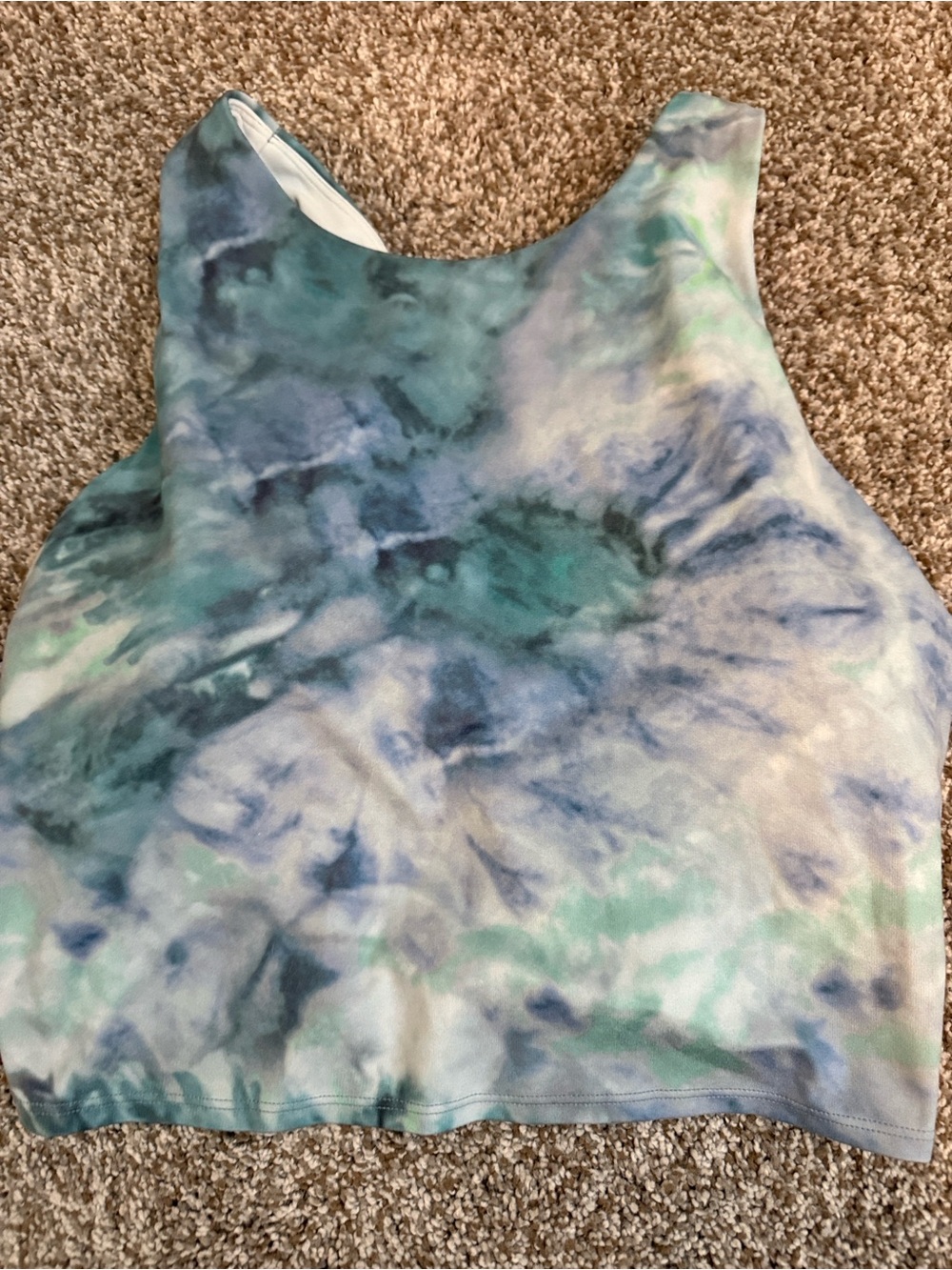Athleta Blue Green Tie-Dye Cropped Sports Tank
